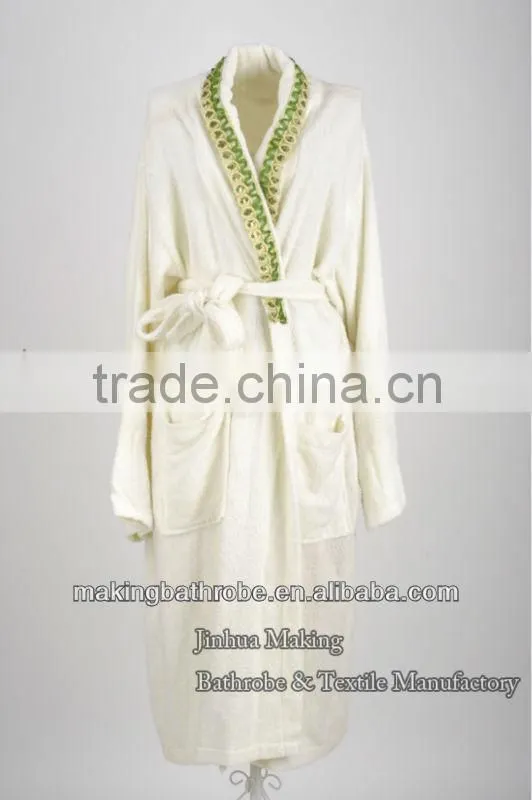 top hotel cheap white and simple breathable cool towel material bathrobe