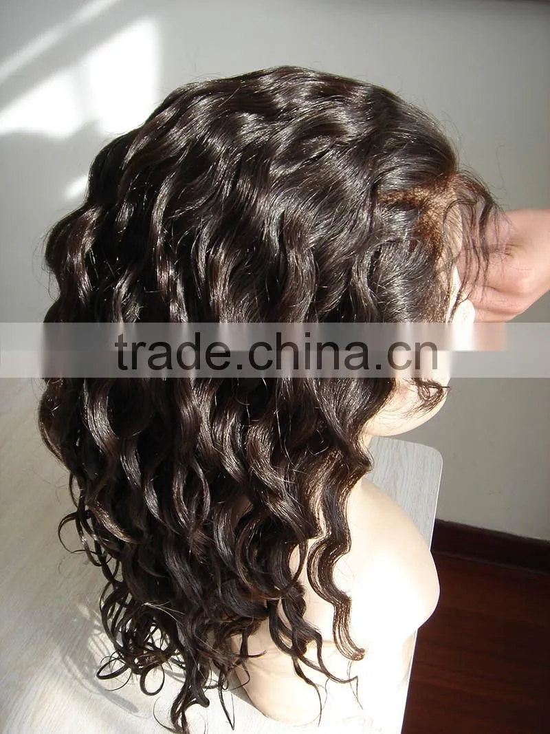 12 inch natural color curly virgin full lace wigs human hair