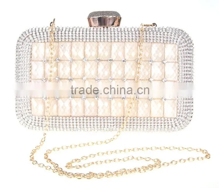 New products glass and rhinestone evening bag of women
