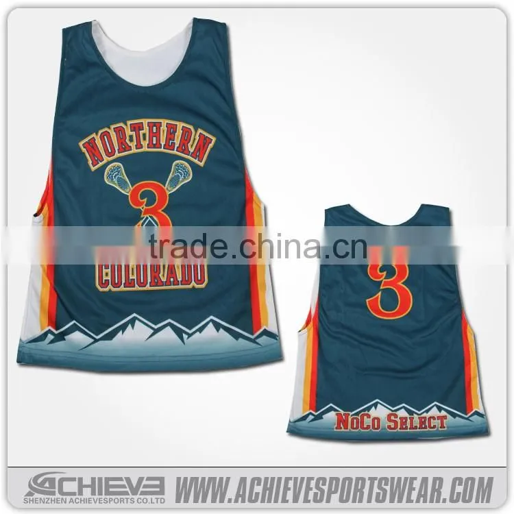 2016 Professional dye Sublimation sportswear reversible custom made lacrosse jersey