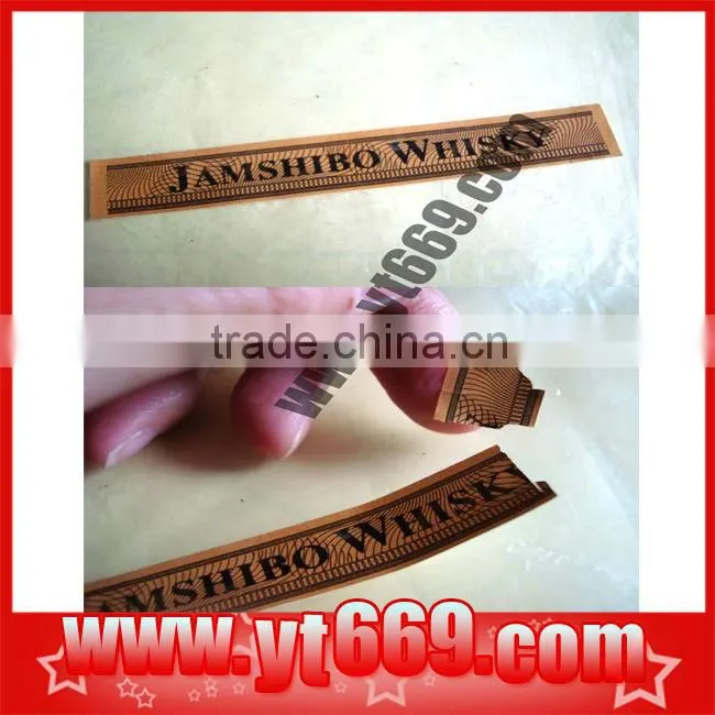 Anti-fake paper tamper evident security fragile sticker