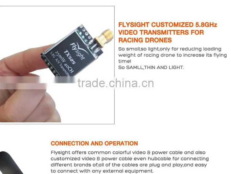 popular high quality flysight 25mW 5.8ghz 40CH audio and video transmitter