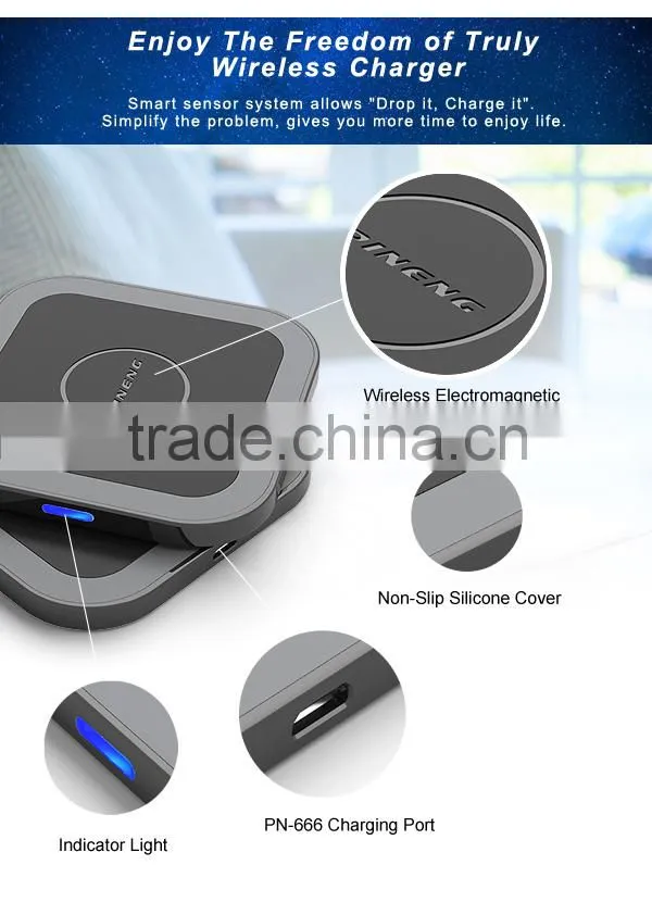 PN666 2015 new 5v 2a universal qi standard wireless charger for Samsung s6