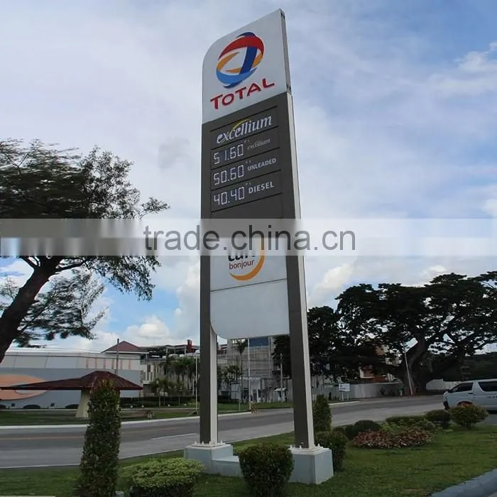 Gas Station Used Advertising Pylon Logo Led Sign Totems