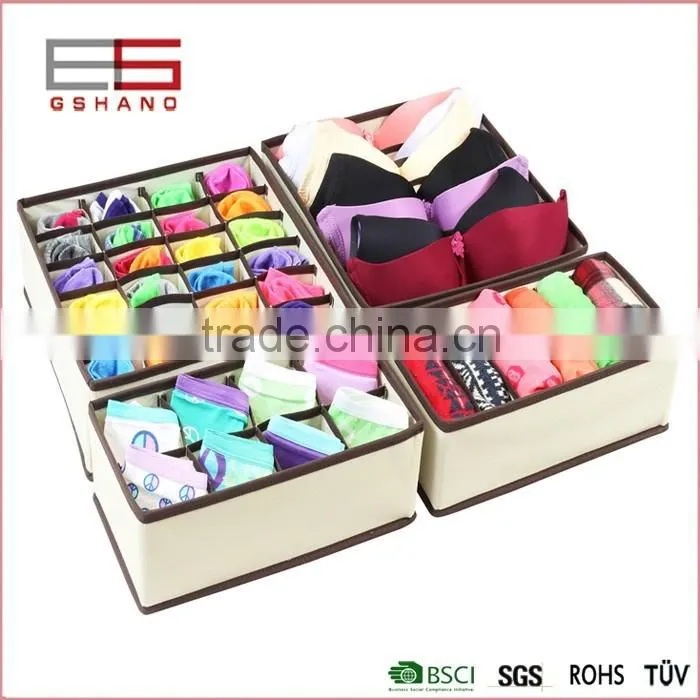 Collapsible Storage Boxes Foldable Bra Underwear Closet Organizer Drawer Dividers 4 Set