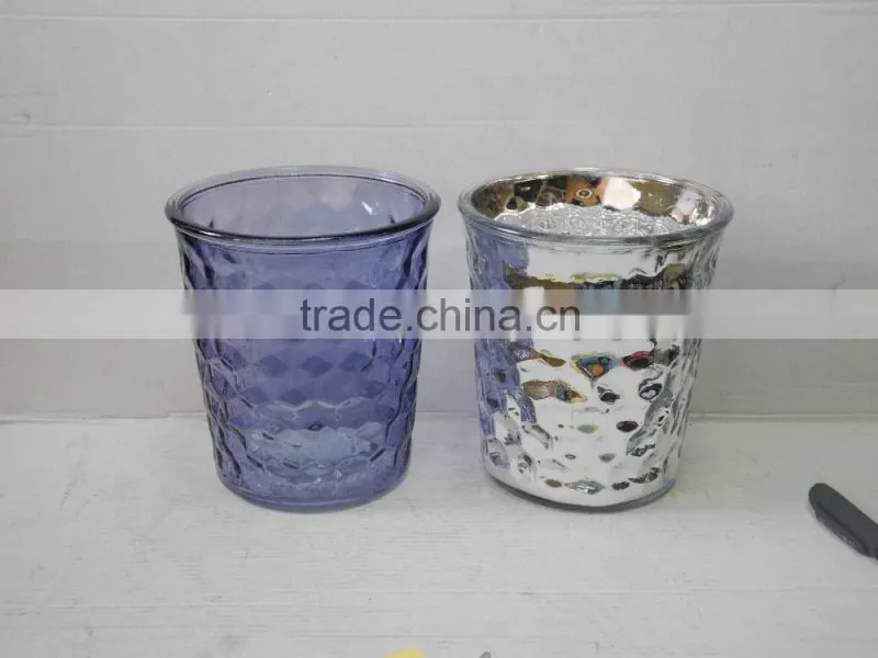mini wide mouth glass diamond eletroplating silver vase with more style
