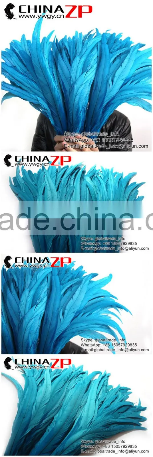 Leading Supplier CHINAZP Wholesale Colored Turquoise Chicken Fully Dyed Roosters Feathers for Fashion Show