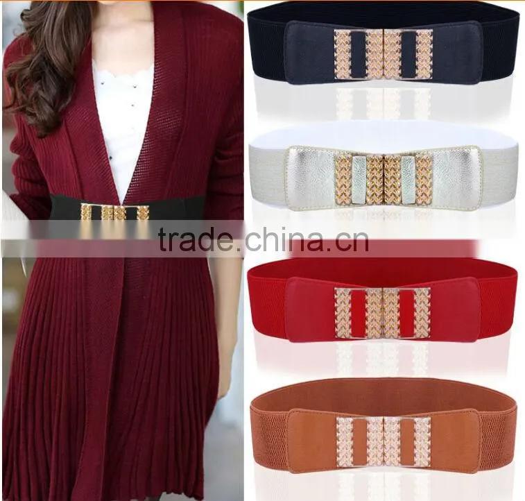 fashion metallic gold belt wide leather belt for girls and women