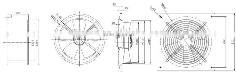 200mm axial fan with external rotor motor