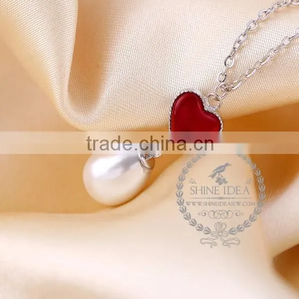 925 sterling silver red lover's heat pearl necklace fashion women necklace jewelry supplies 6360478