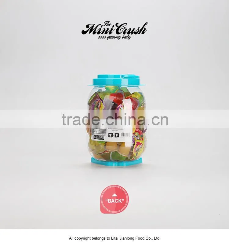 China wholesale snacks!100pcs assorted mini cup jelly candy in cute animal jar