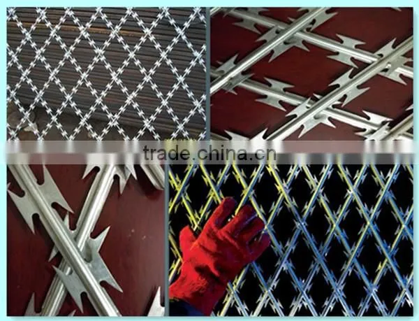 Farm used sharp BTO type concertina mesh fences high security metal edge barriers welded razor wire fencing