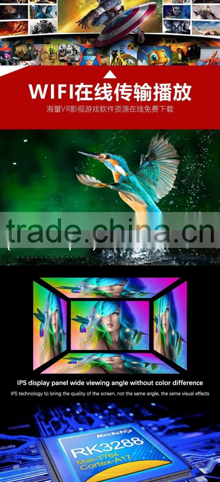Wholesale VR Box 2.0 Virtual Reality 3D Glasses with Remote Controller & Bluetooth