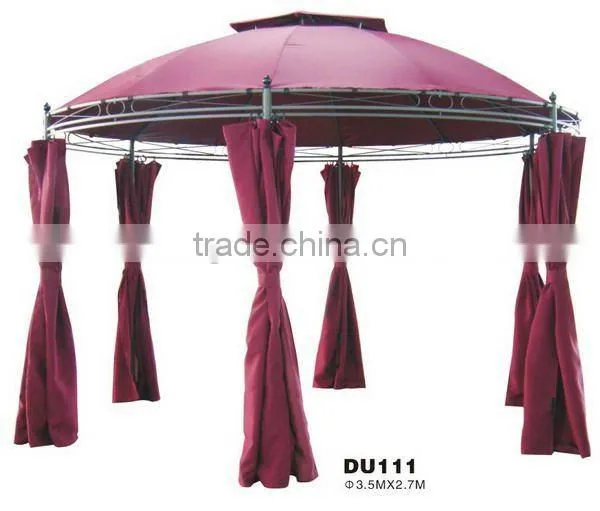 3.5m*2.7m Red Double roof Round Gazebo with anti-rust top