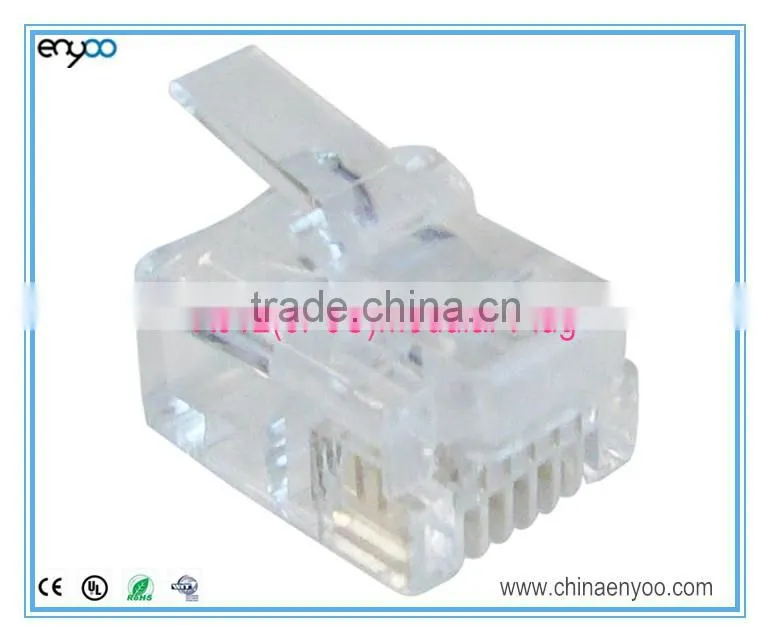 Modular Plugs, RJ12 Plug, 6 Position, 6 Conductor, For Round Solid or Stranded Wire