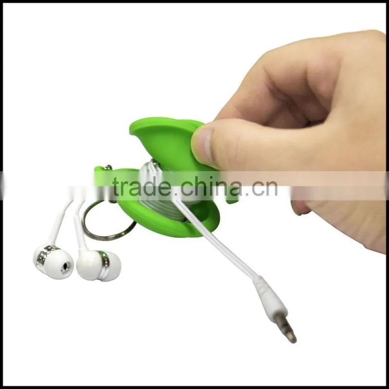 Keychain silicoen earphone holder,earphone cable winde