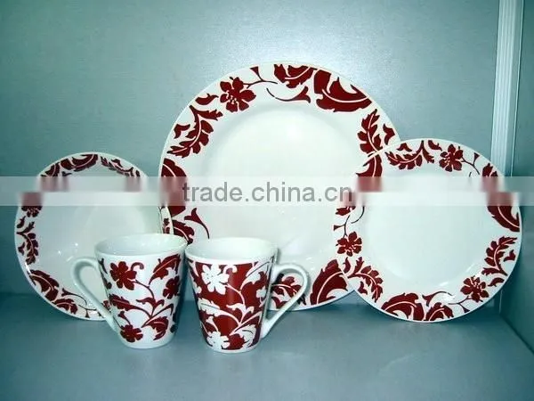 20pcs porcelain plate with printing porcelain plate set