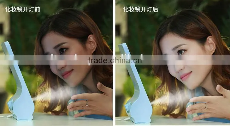 USB Desktop Makeup Mirror With LED Lamp/ Portable Mist Spray Apparatus
