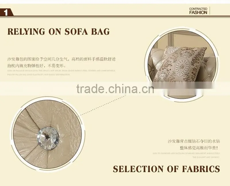 SF033 2015 new arrival European white PU leather sofa designs with crystal buttons stainless steel legs
