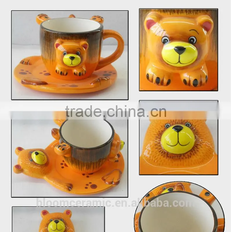 factory direct ceramic lion coffee cup and saucer