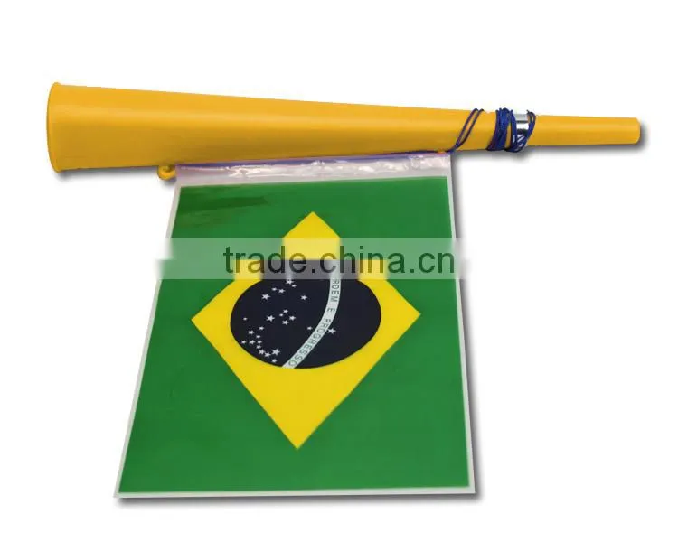Great quality plastic fans horn with flag 2015 popular sales plastic Football Horn With Flag