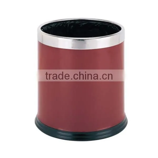 Indoor steel trash can/ Hot sale hotel guest room/living room dustbin/ Promotion garbage can GPX-25 Walnut