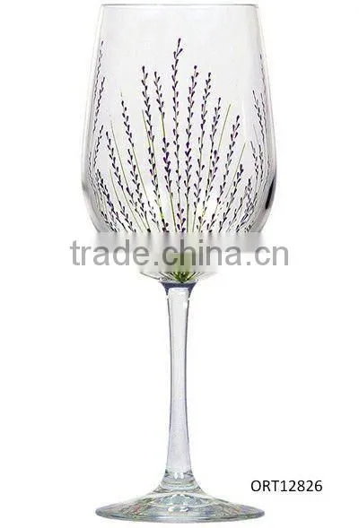 fancy hand painted wine glass