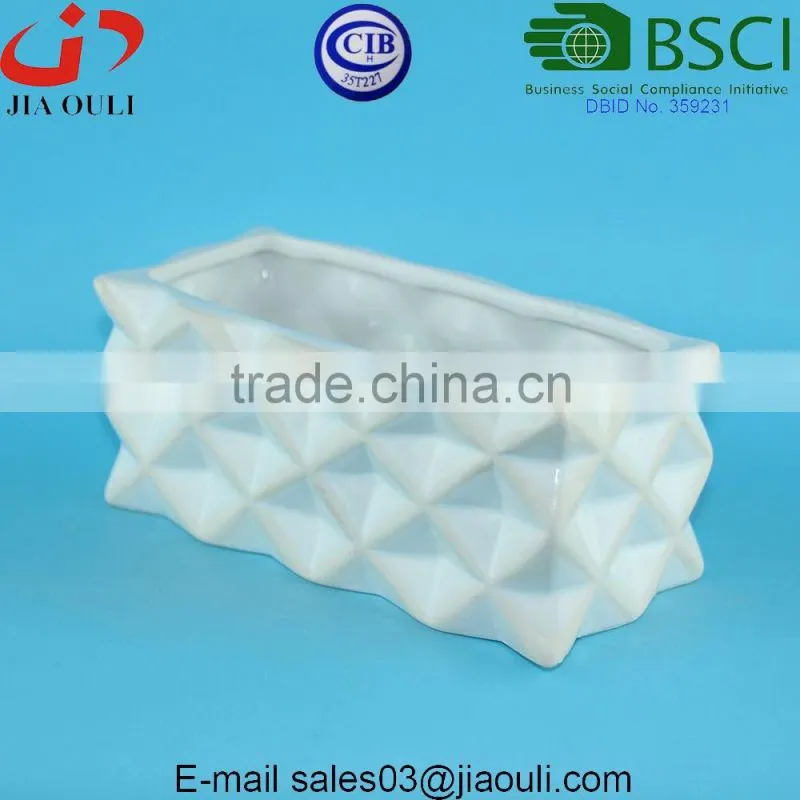 Hexagon White Ceramic Plant Pots Succulent Planters