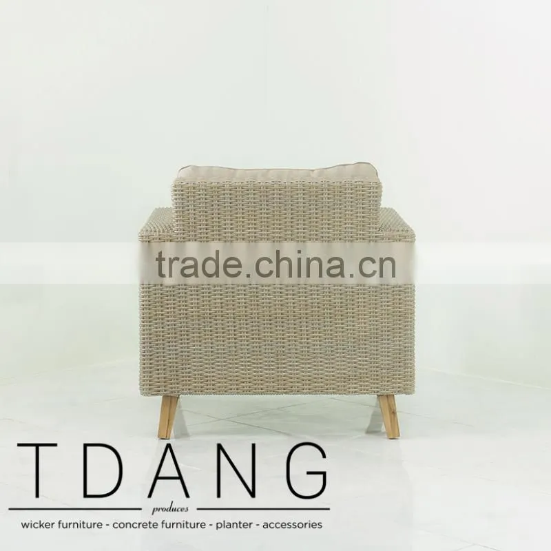 Fiji Wicker Lounge Chair with Wooden Legs - 2016 Conversation Wicker Sofa Set