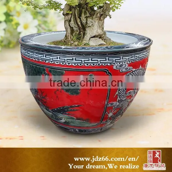 New year excellent quality red glazed handmade big ceramic pots for garden decoration