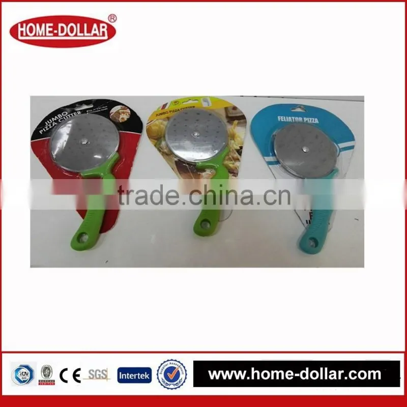 METAL KNIFE WITH PLASTIC HANDLE GREEN 12CM LENGTH PIZZA WHEEL