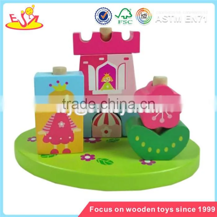 Wholesale lovely wooden stacking blocks game toy top sale wooden stacking blocks game W13D047