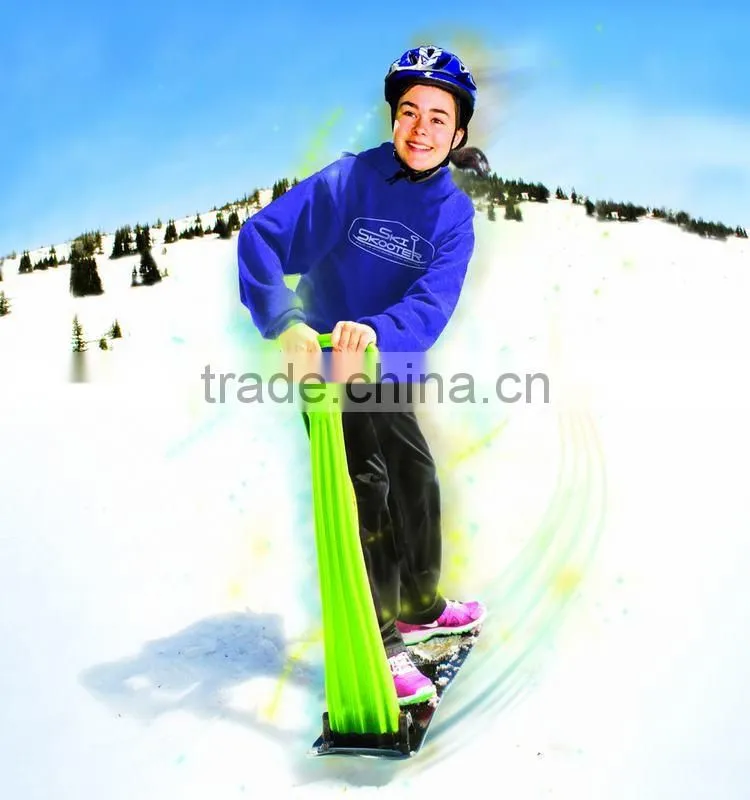 Snow Sled Folding Snow Scooter Kids Winter Snow Slider 36 Inch Fold-up Snowboard Kick-Scooter for Snow Fold & Stow Snow Scooter