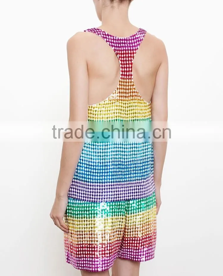 sequins fancy racer back tank tops for girls