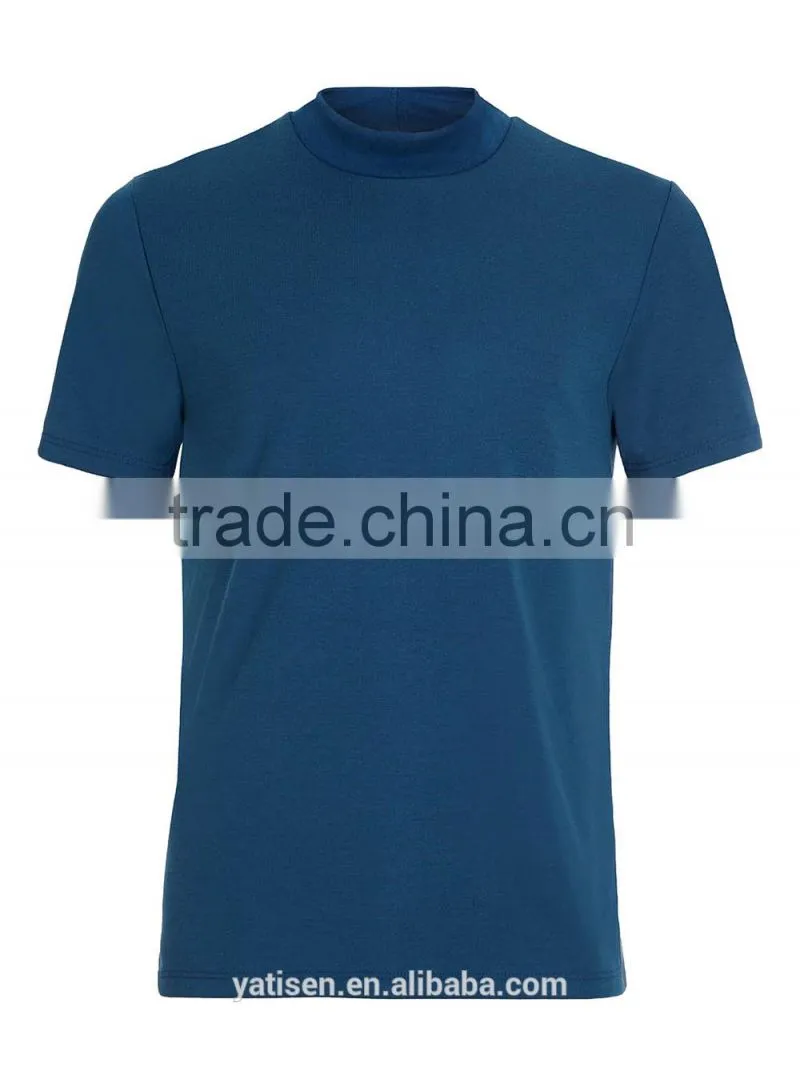 Blue Long Sleeve Classic Fit Turtle Neck T-Shirt for male 2015 new arrival t shirts