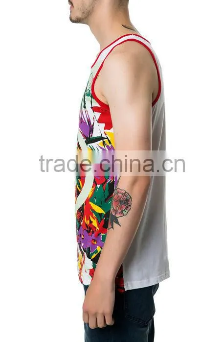 Wholesale Floral Printing Mens Custom Tank Top