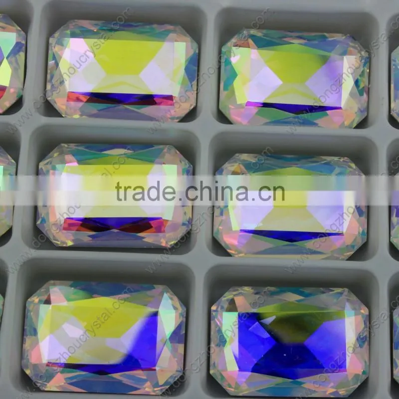 fashion octagon crystal stone colorful glass bead from Pujiang