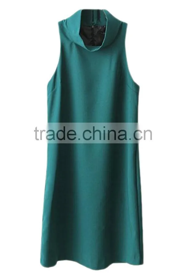New design Beautiful ladies' loose fit sleeveless neck design suzhou dress