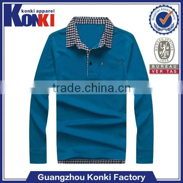 plaid collar women long sleeve polo shirt new products