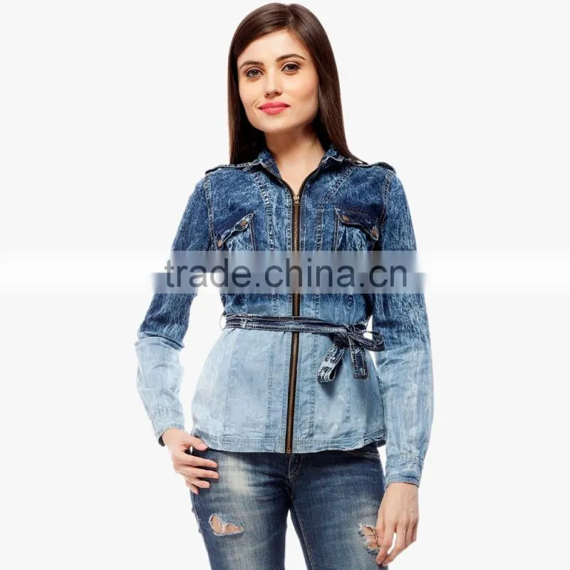 latest new design two tone fitness with zip long jacket for women