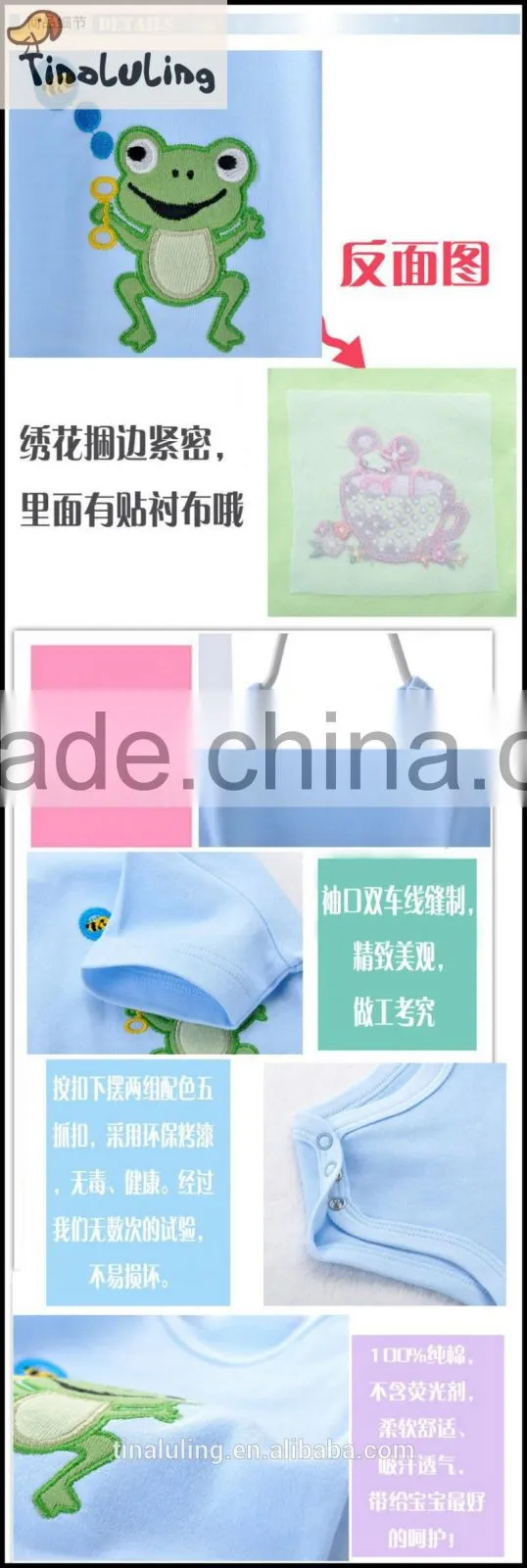100% wholesale organic cotton baby elephant and crocodile animal printed bodysuits,rompers