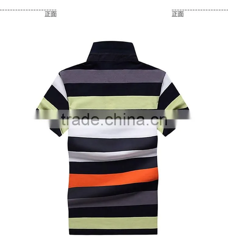 Wholesale Custom Polo T shirt 2016 New Design Cotton Short Casual Striped Slim Contrast Color Men's Polo Shirt