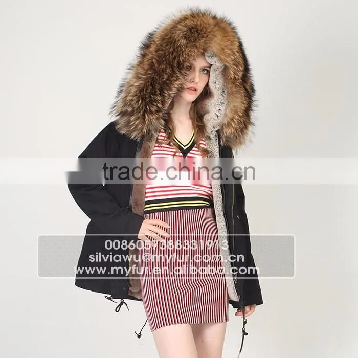 Myfur Customized China Top Quality Genuine Fur Parka Coat Wholesale