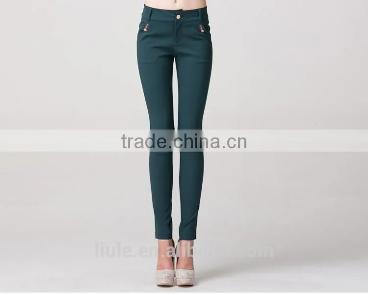 elegant women casual high waisted slimming pants with side pockets