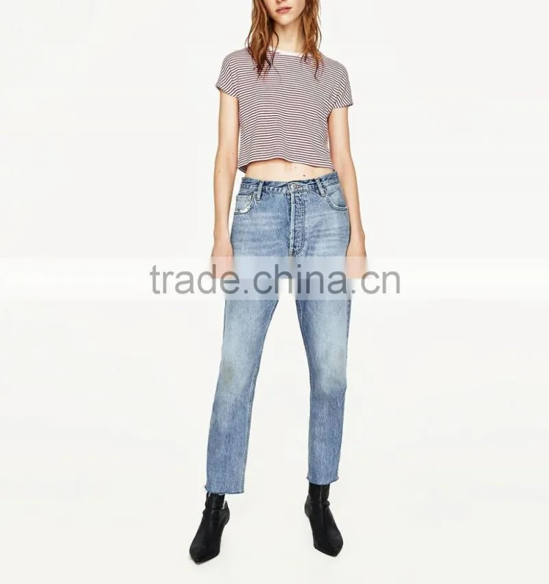 casual tops strip round-neck camiseta top