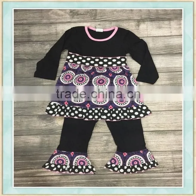 China branded factory clothes black roundness panttern design baby used clothing for sale
