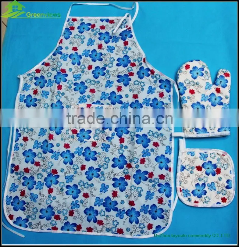 Wholesale Cotton Kids Cooking Apron Set kitchen sets Apron Oven mitt Pot holder