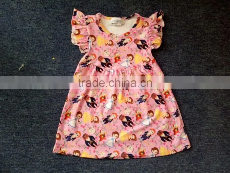 CH00260YIWU BOYA Cotton milk silk dress cotton love de paris new fabric pattern kids clothes wearing boutique dresses