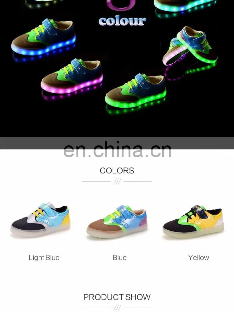Wholesale fashion Cool casual shoes uk Brogue shoes USB charge Children kids Led shoes sneakers for boys girls