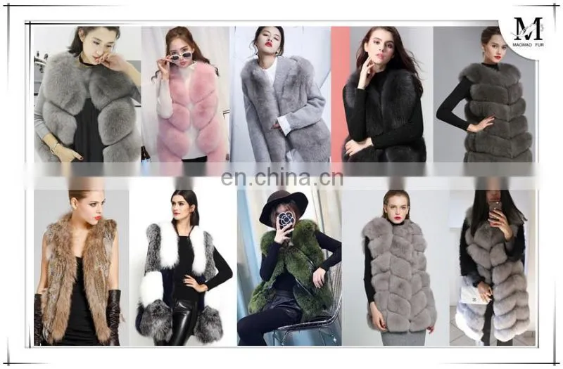 2017 New Fashion Real Fox Fur Geilt High Quality Fur Vest With Hood